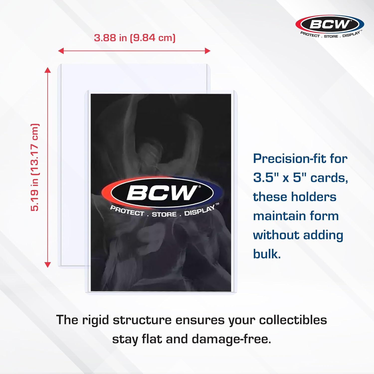 BCW 3.5x5 Topload Holder - 100 Pack | Premium Rigid Plastic Protector Case for Trading Cards, Index Cards, and Photos | Perfect Fit for Transformer TCG, Magic: The Gathering, and More
