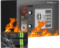 Small Safes with Fireproof Bag, 0.23 Cubic Fireproof Safe for Home, Safety Box with Key, Black Digital Security Safes, Fire Proof Safe for Jewelry, Cash, Personal Box for Hotel, Busines
