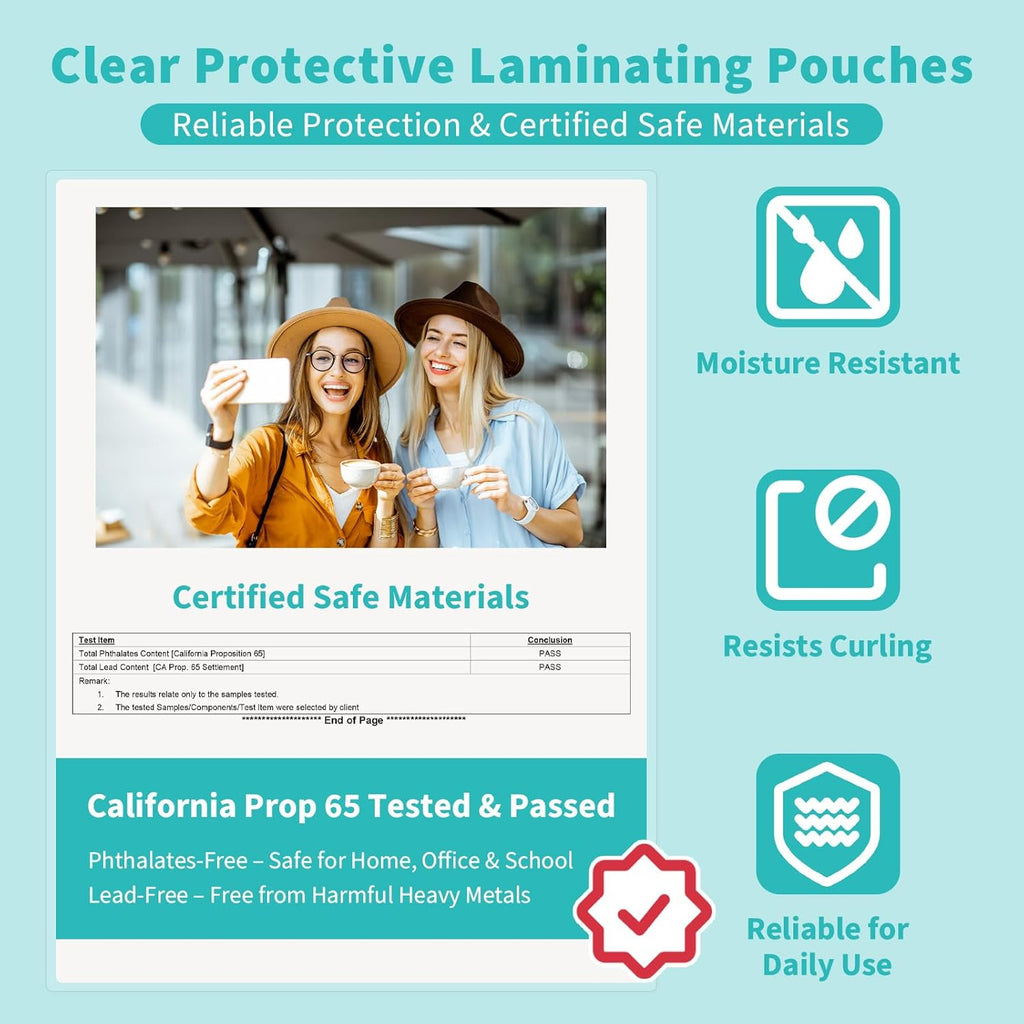 Binditek 50 Pack 10 Mil Thermal Laminating Pouches, 9x11.5 Inches Laminating Sheets, for Letter Size, Ultra Clear, Glossy, Hold 8.5x11 Inches, Heat Seal, School Office Supplies
