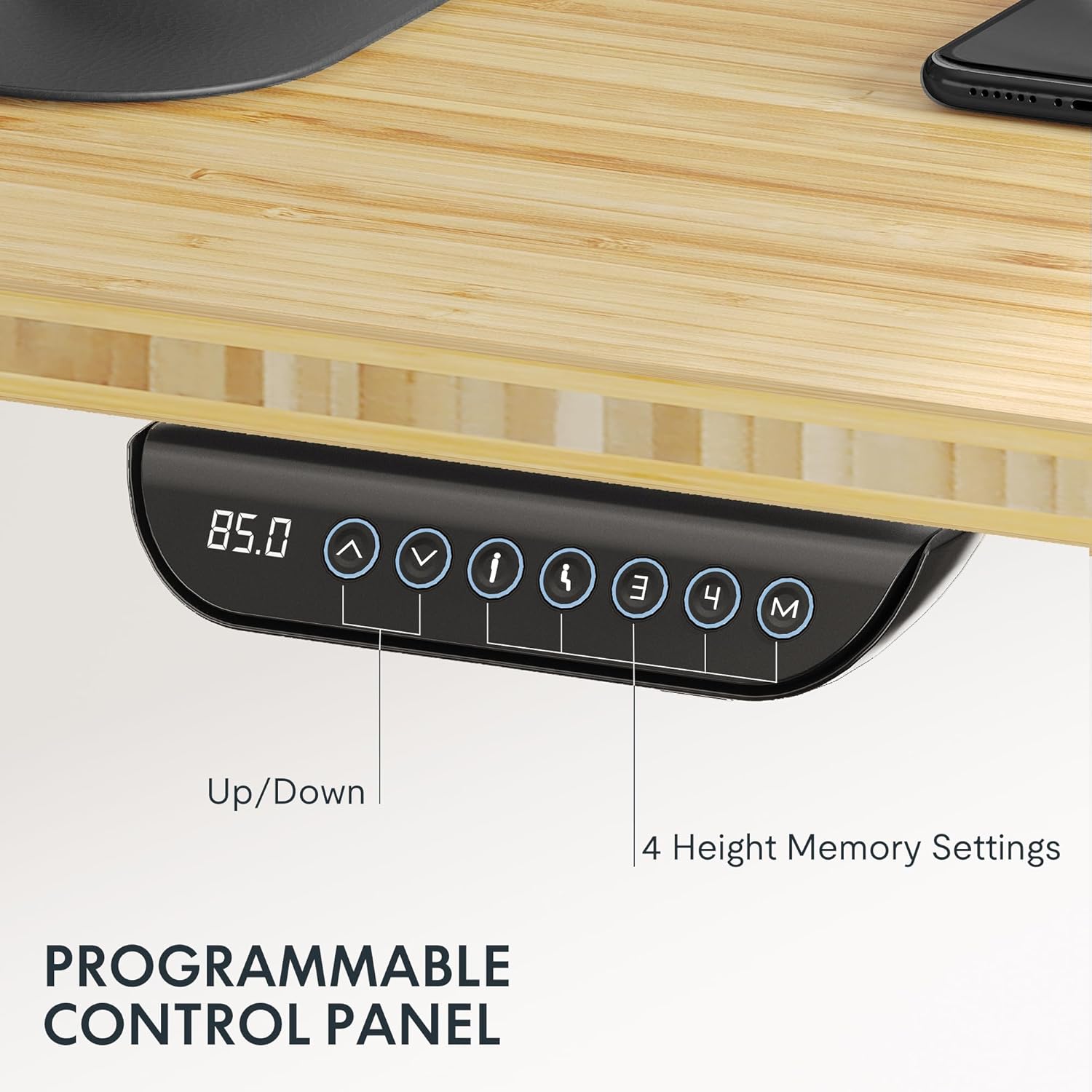 FLEXISPOT E6 MAX Bamboo Dual Motor 3 Stages Standing Desk 55x28 Inch Whole-Piece Board Electric Height Adjustable Stand Up Desk 150KG Load Capacity(Black Frame + Bamboo Curved Desktop)