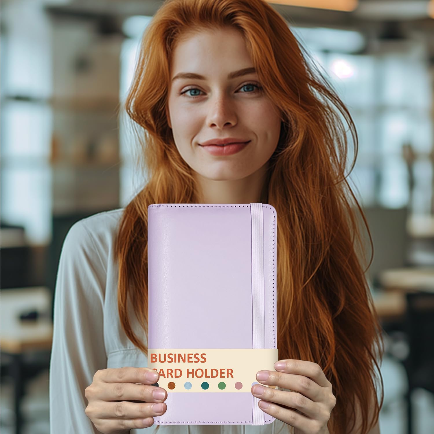 Leather Professional Business Card Holder Book Organizer, 240 Card Slots Capacity Booklet, Premium PU Name Cards Storage Folder with Soft Cover, Credit Card Binder Holder for Men/Women (Purple)