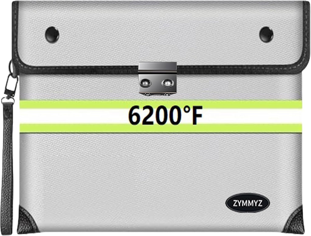 Upgraded 6200°F Fireproof Document Bag Waterproof with Zipper,9 Layers of Heat Insulated Materials,Fireproof Money Bag for Cash,Valuables and Important Documents
