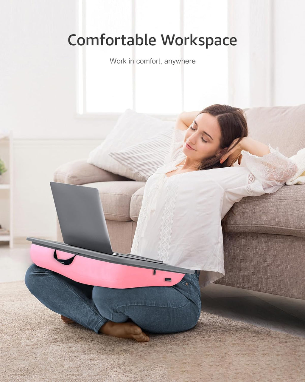 Lap Desk with Washable Cushion – Fits up to 17-In Laptops – Portable Laptop Desk & Stand – Bed desks & Tray for Writing, Reading, Working, Gaming on Bed, Couch, Floor – Istudyniture - Large, Rose Pink