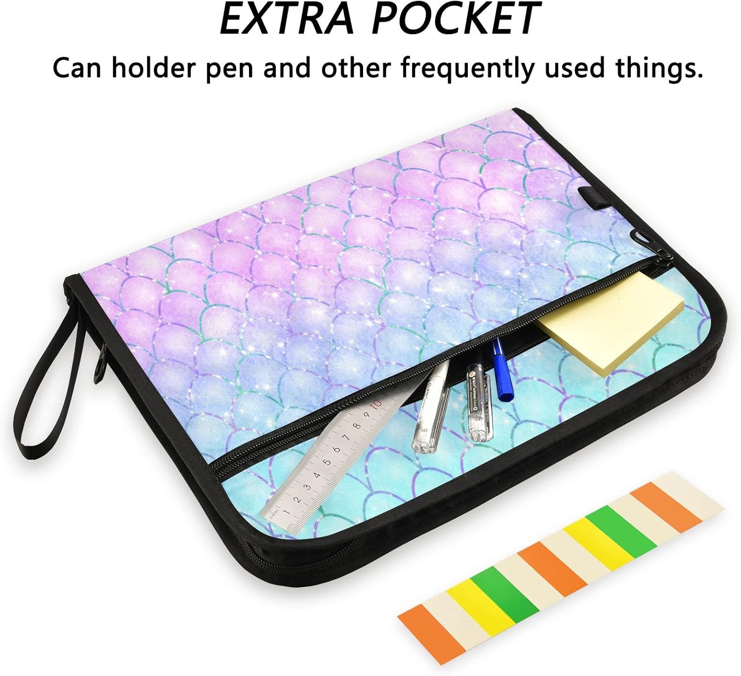 Gredecor Pink Blue Mermaid Scales Expanding File Folder 13 Pockets Magic Glitter Shimmer Expandable Filing Folders Accordion Document Files Organizer for A4 Letter Size Paper
