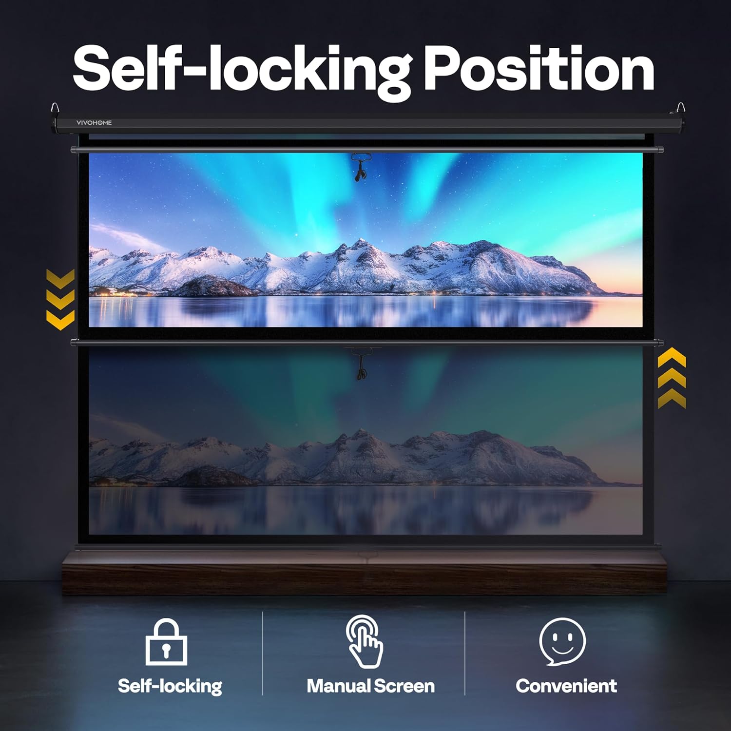 VIVOHOME Projector Screen Pull Down, 16:9 80 Inch Retractable Projection Screen, HD 4K Manual Pull Movie Screen for Home Theater, Cinema, Office (70x40 Inch Black)