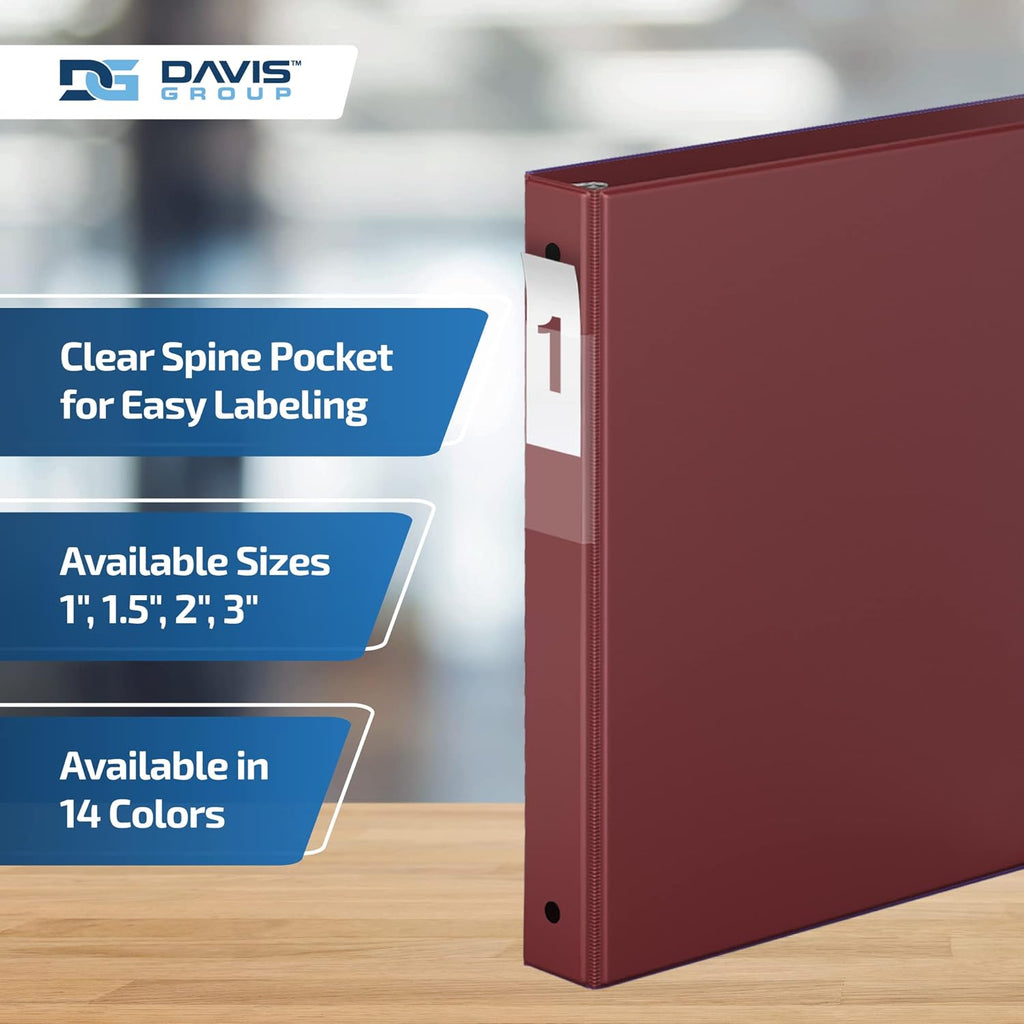 Premium Economy 6-Pack 3-Ring Binders for School or Office, Round-Ring Binders, 1 Inch, Burgundy