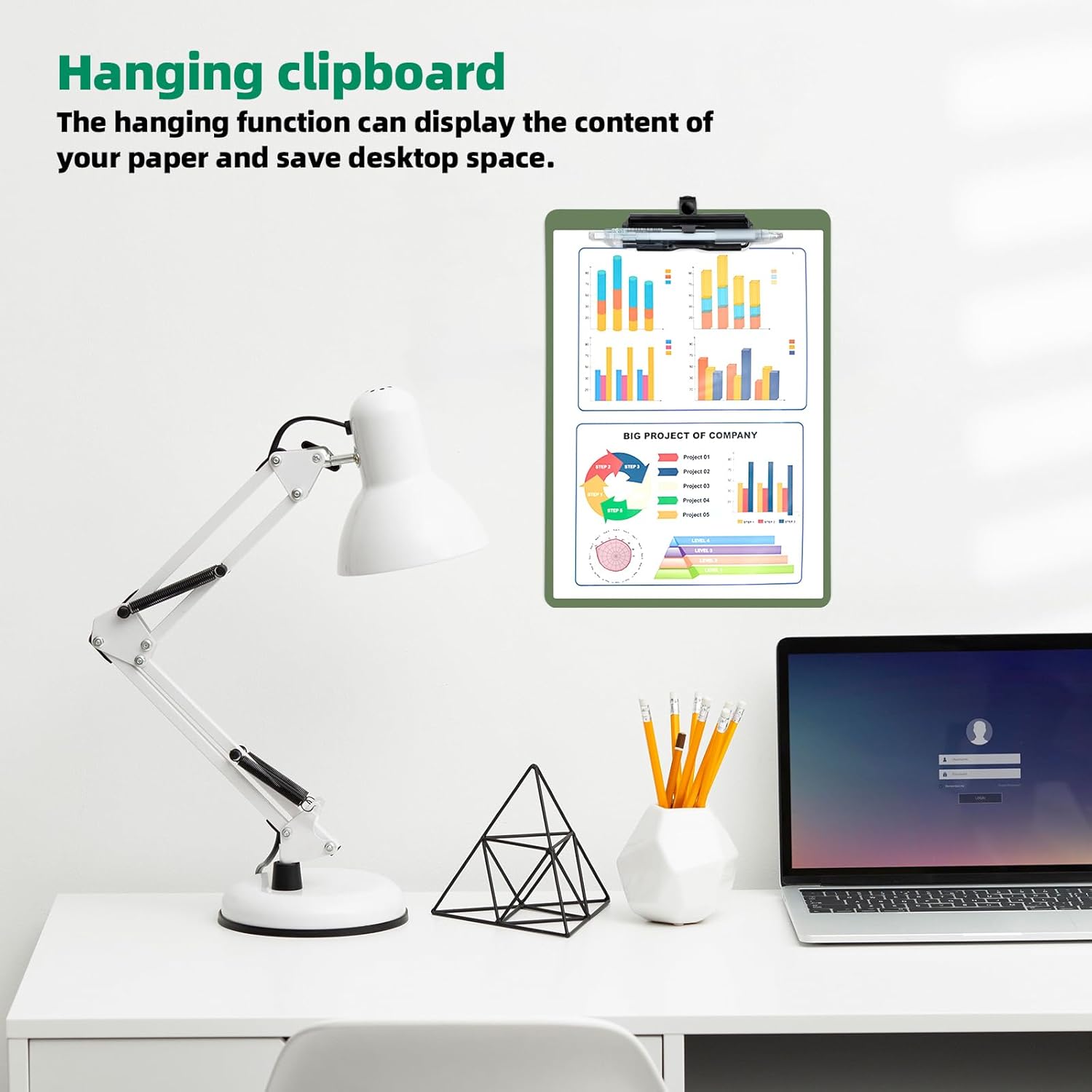 Clipboard with Pen Holder, Plastic Clipboard with Low Profile Metal Clip, Hanging Clip Boards Holds 8.5x11 Inch Papers, Standard A4 Letter Size Clip Boards for Offices & School, Green