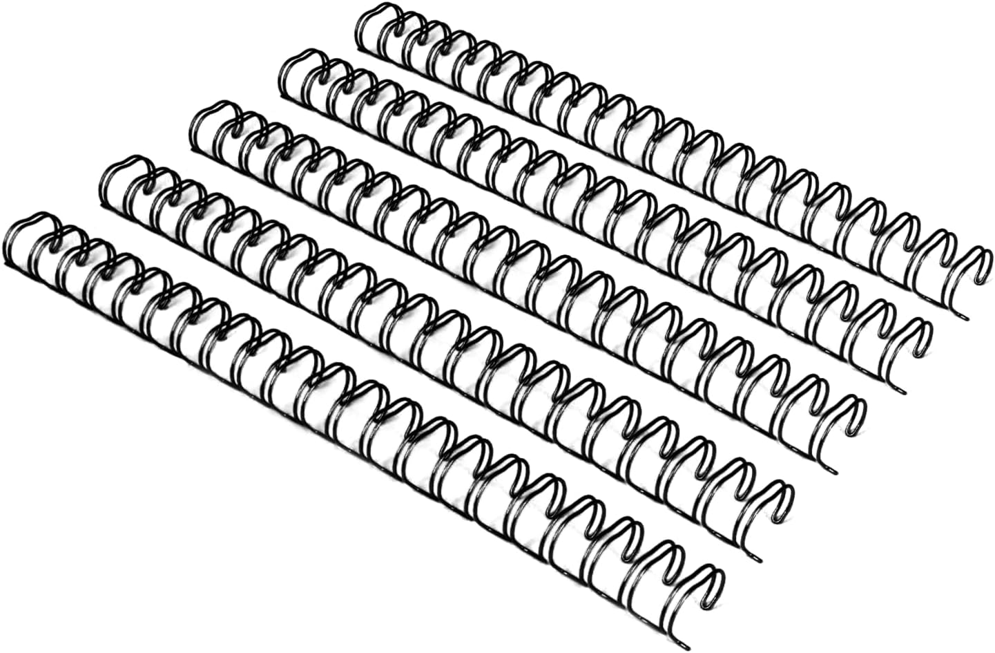 Rayson WR21254BK Wire Binding Spines, 2:1 Pitch Double Loop Binding Wires 1 Inch, 21-Loop Wire Ring Pack of 50 with Black