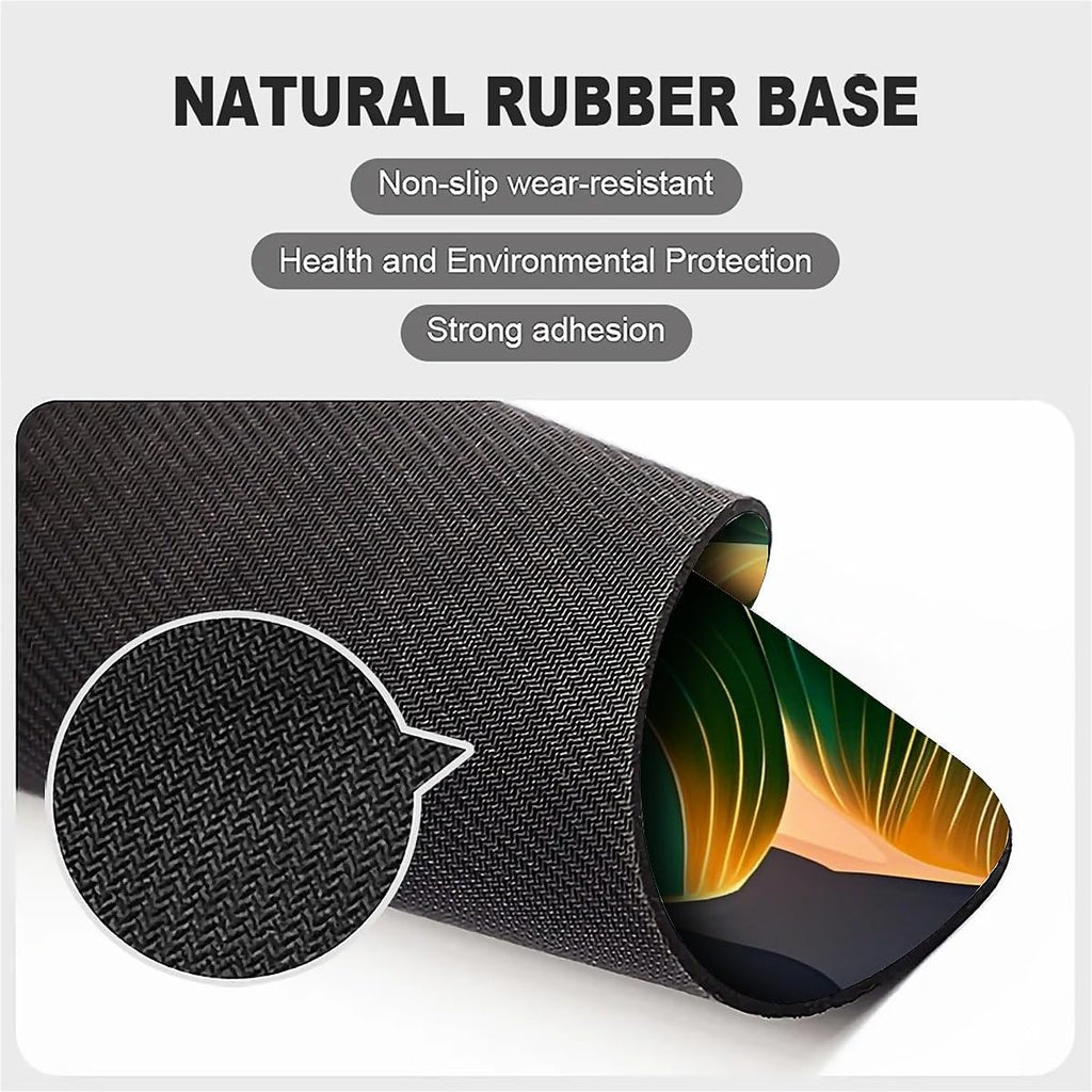 Square Mouse Pad Tropical Leaf & Mountain Sunset, Personalized Premium-Textured Custom Mouse Mat Design, Washable Mousepad Cloth, Non-Slip Rubber Base Computer Mouse Pads for Wireless Mouse