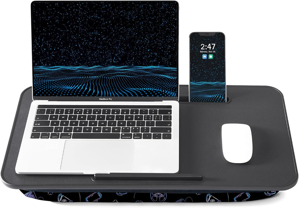 Lap Desk - Portable Laptop Stand & Stand, Fits Up to 17.3 in, Washable Cushion, Built-in Phone Holder & Mouse Pad - Gaming, Eating, Writing, Working on Bed, Couch,Floor - L.DOCTOR(Large, Gaming Accs)