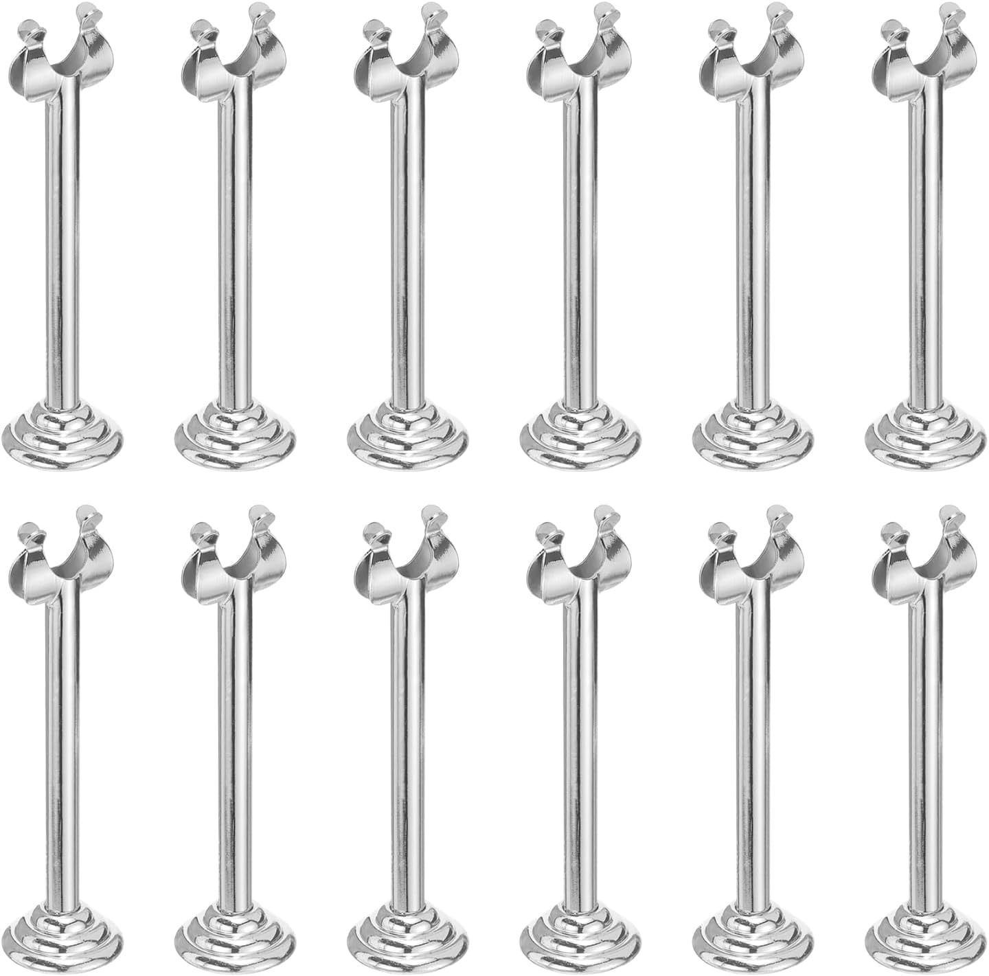 MECCANIXITY 12Pcs Table Number Holder 3.9 Inch Place Card Holder Picture Holders Silver Table Sign Holders for Wedding Anniversary Birthday Party