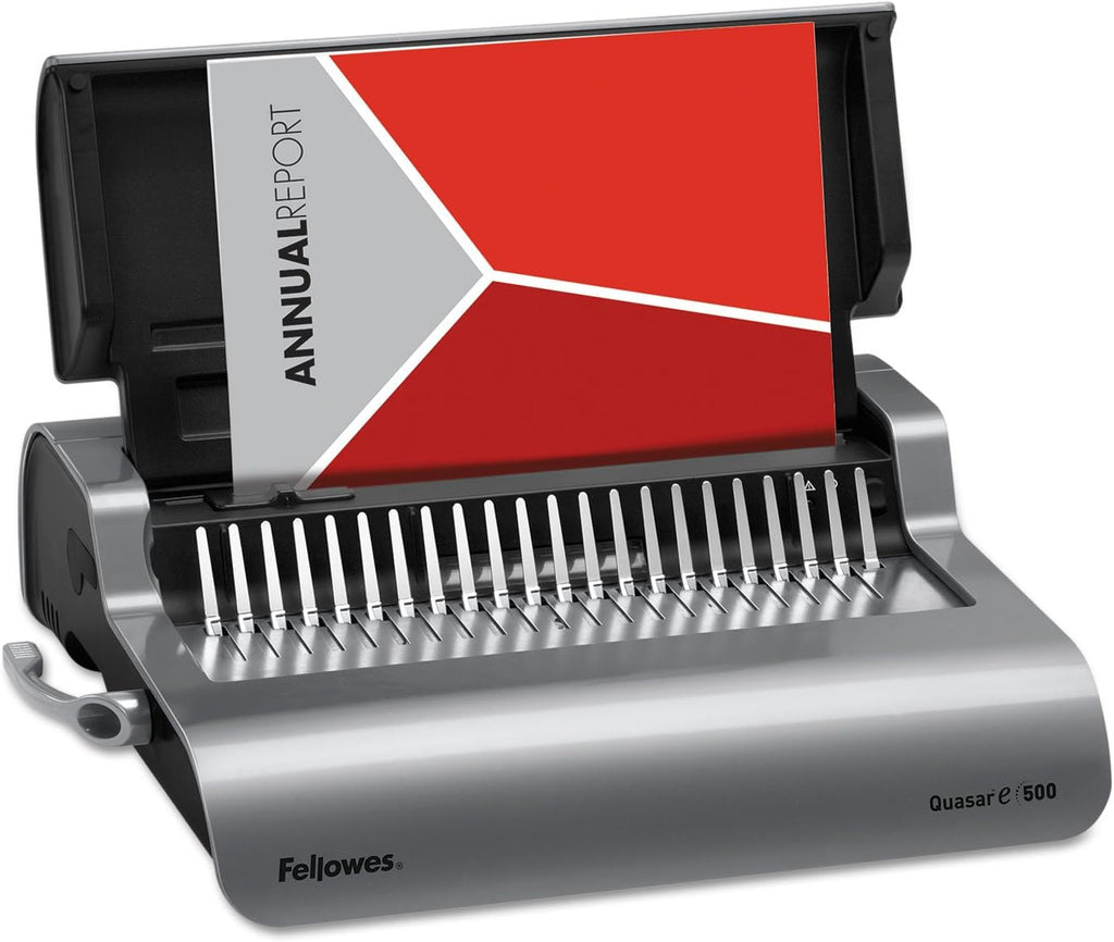 Fellowes 5216901 Quasar 500 Electric Comb Binding System, 16 7/8 x 15 3/8 x 5 1/8, Metallic Gray