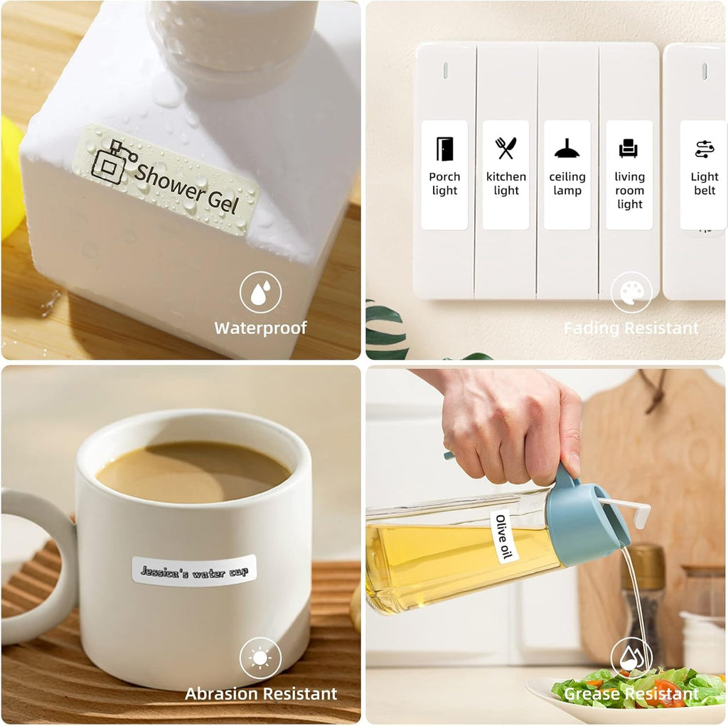 DEEPIN Label Maker Machine Portable Bluetooth Label Maker with Tape, Thermal Label Printer Multiple Templates for Phone, Mini Label Sticker Printer for Business Office Organization (Grey)