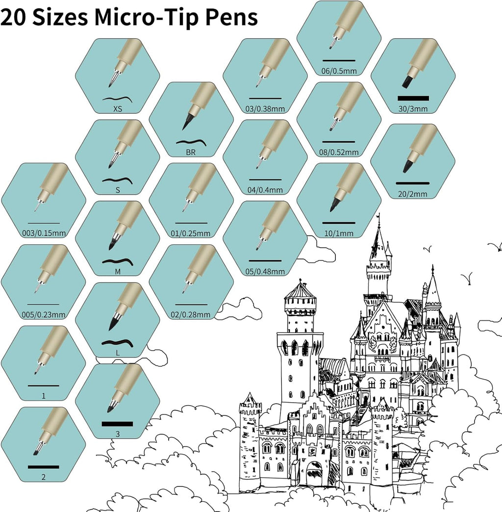 04 Micro Pen, Black Fine Point Pen with Waterproof Archival Ink, 0.4mm Fineliner Ink Pens for Artist Illustration, Sketching, Anime, Manga, Technical Drawing and Scrapbooking