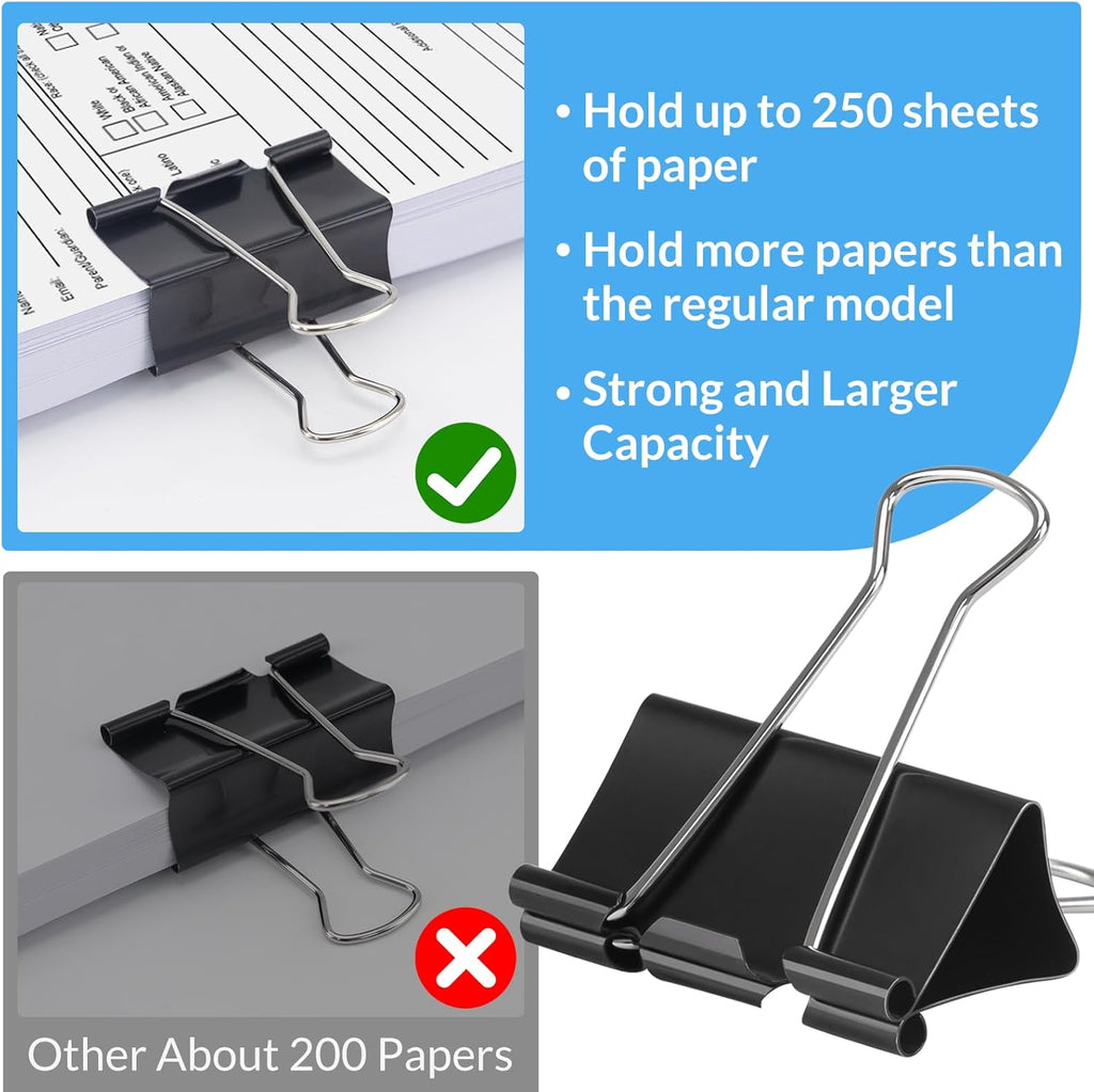 2 Inch 32 Pack Extra Large Binder Clips, Jumbo Paper Clips, Big Paper Clamps, Binder Clips Large Size for Home, School and Office Supplies