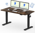 FLEXISPOT EN1 Whole-Piece Standing Desk, 55x28 Inches Electric Sit Stand Desk with Automatic Smart Keypad (Black Frame + Rustic Top, 2 Packages)