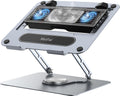 Laptop Cooling Stand with Detachable Thermoelectric Cooler, Adjustable Height & Angle, 360 Rotation Base, Carbon Steel Framework, Ultra-Quiet & Super Sturdy for up to 15.6” Laptop (Grey)