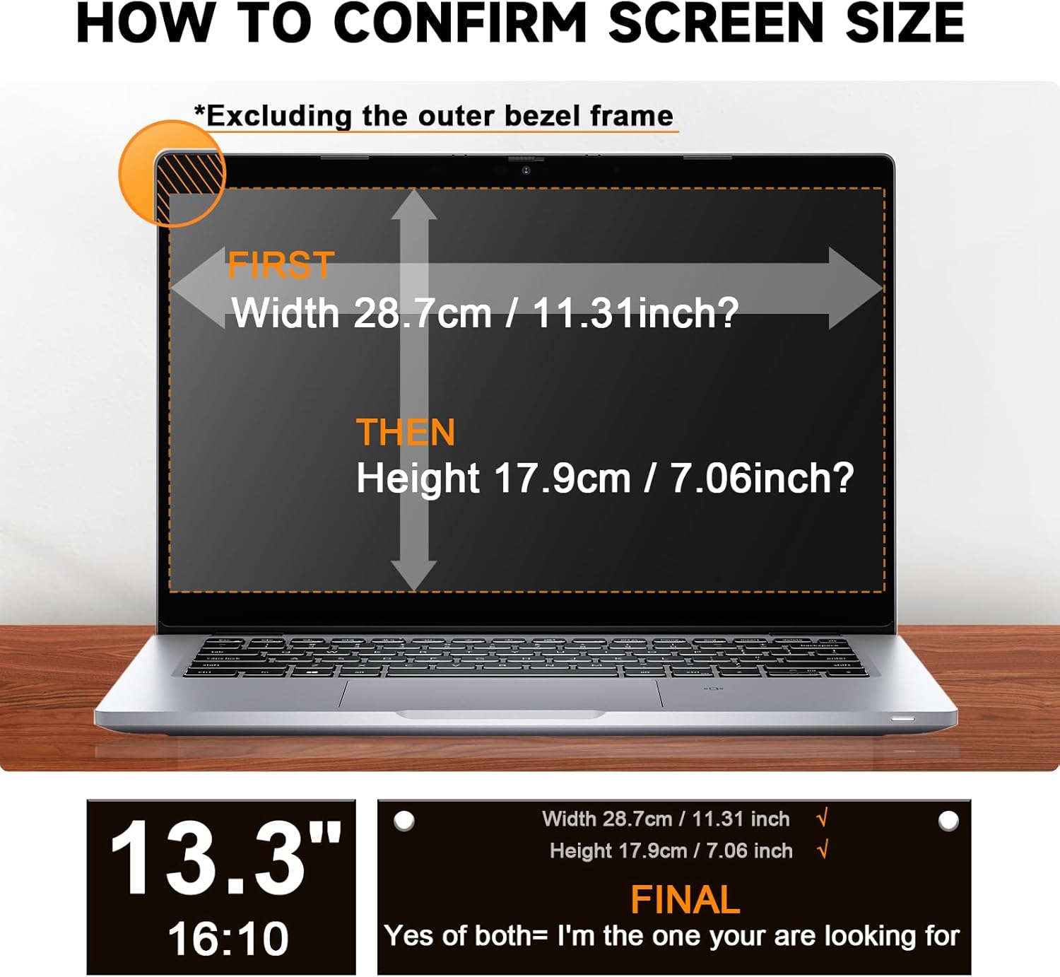 Laptop Privacy Screen 13.3 Inch 16:10 Aspect Ratio - Compatible with Lenovo Hp Dell Acer Asus Thinkpad Envy Xps, Anti Blue Light Glare Filter, Removable Laptop Screen Privacy Shield 13.3 in, Anti-Scratch Screen Protector