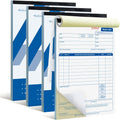 Repair Order Book, 2 Part Carbonless Job Work Order Forms - White/Yellow, 5-7/10 x 8-1/4 Inches, Invoice Receipt Book for Small Business, Consecutively Numbered, 200 Sets (4 Packs)