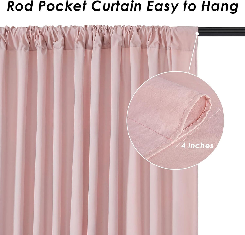 Dusty Rose Polyester Backdrop Curtains 2 Panels 5ft x 10ft Photo Shoot Background Drapes for Wedding Party Bridal Shower Engagement Decorations