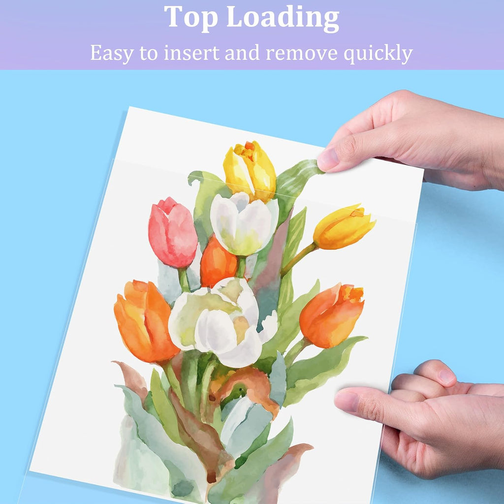 50 Pack No Holes Sheet Protectors 8.5 x 11 Inch Letter Size Page Protectors for Documents, Prints, Top Loading Heavyweight Clear View Plastic Sleeves for Papers, Artworks, Photos