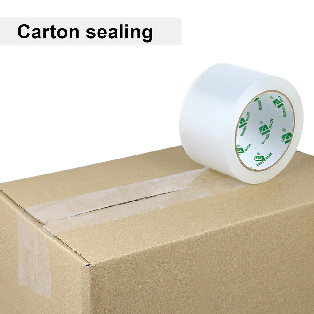 BOMEI PACK 3 inch Wide Heavy Duty Packing Tape, 2.4 Mil 3.0 Inch x 60 Yards, 3 Refills Rolls Clear Box Tape for Moving, Shipping, Mailing and Packaging
