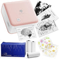 Phomemo Mini Printer Sticker Maker - Mini Sticker Printer P2S, Print Pod Pocket Machine Bluetooth Thermal Label Maker for Study Notes, Photos, List, Memo, Gift, Receipt, 3 Rolls Paper, Pink