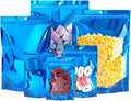 100 PCS Smell Proof Mylar Bags, Resealable Packaging Sealable Bags, Stand Up Aluminum Foil Pouch Bags with Clear Window for Food Storage, Jewelry,Cookie,Small Business Packaging(Blue 4.7x7.9inch)