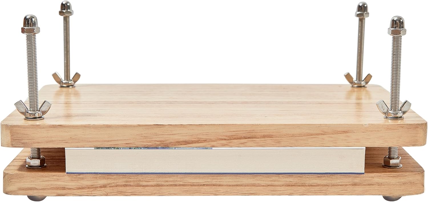 Wooden Book Press - 13''x7.9'' Book Press with Non-Slip Round Foot Pads, Ideal for Bookbinding Press, Paper Press, Bookbinding Machine and DIY Projects