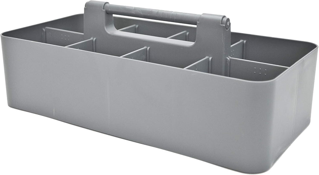 -Bulk Large Portable Caddy DIY Dividers, 8 Compartments, School Office,Portable Basket with Handle Storage Organizer Modern Made in USA (10 PACK, Orion Gray)