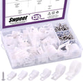 Swpeet 135 Pack 6 Sizes White Nylon Plastic R-Type Cable Clips Clamp Assortment Kit, 1/4" 5/16" 3/8" 1/2" 3/4" 1" Nylon Screw Mounting Cord Fastener Clips with 135 Pack Screws for Wire Management