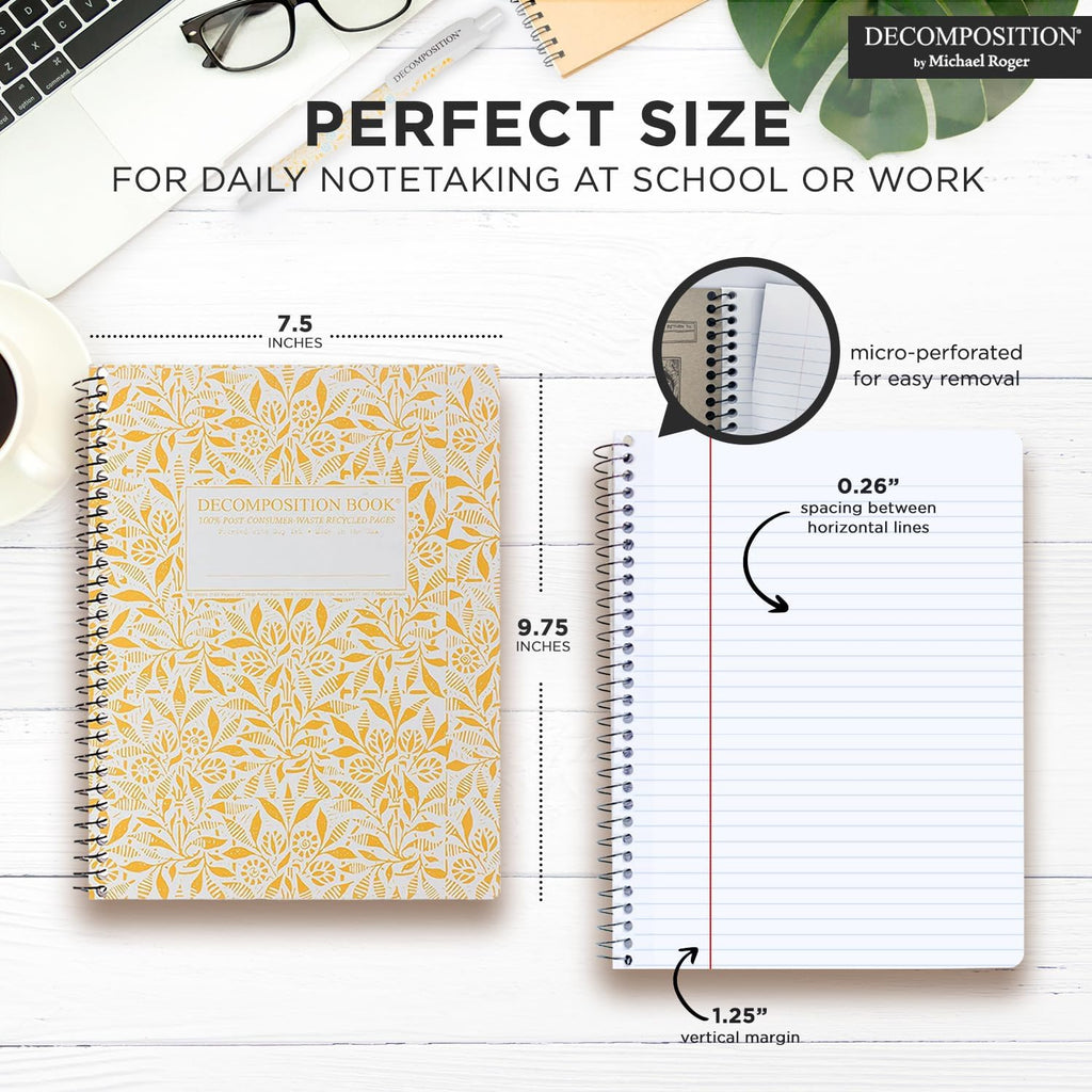 Decomposition Fields of Plenty College Ruled Spiral Notebook - 9.75 x 7.5 Journal with 160 Lined Pages - 100% Recycled Paper - Cute Notebooks for School Supplies, Home & Office - Made in USA