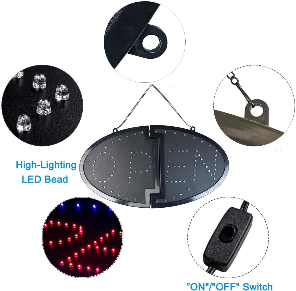 KEBE LED Open Sign, 23" x 14" Large High Visibility Advertisement Board Bright Electric Display Sign Flashing Light for Walls Business Window Bar Shop Hotel