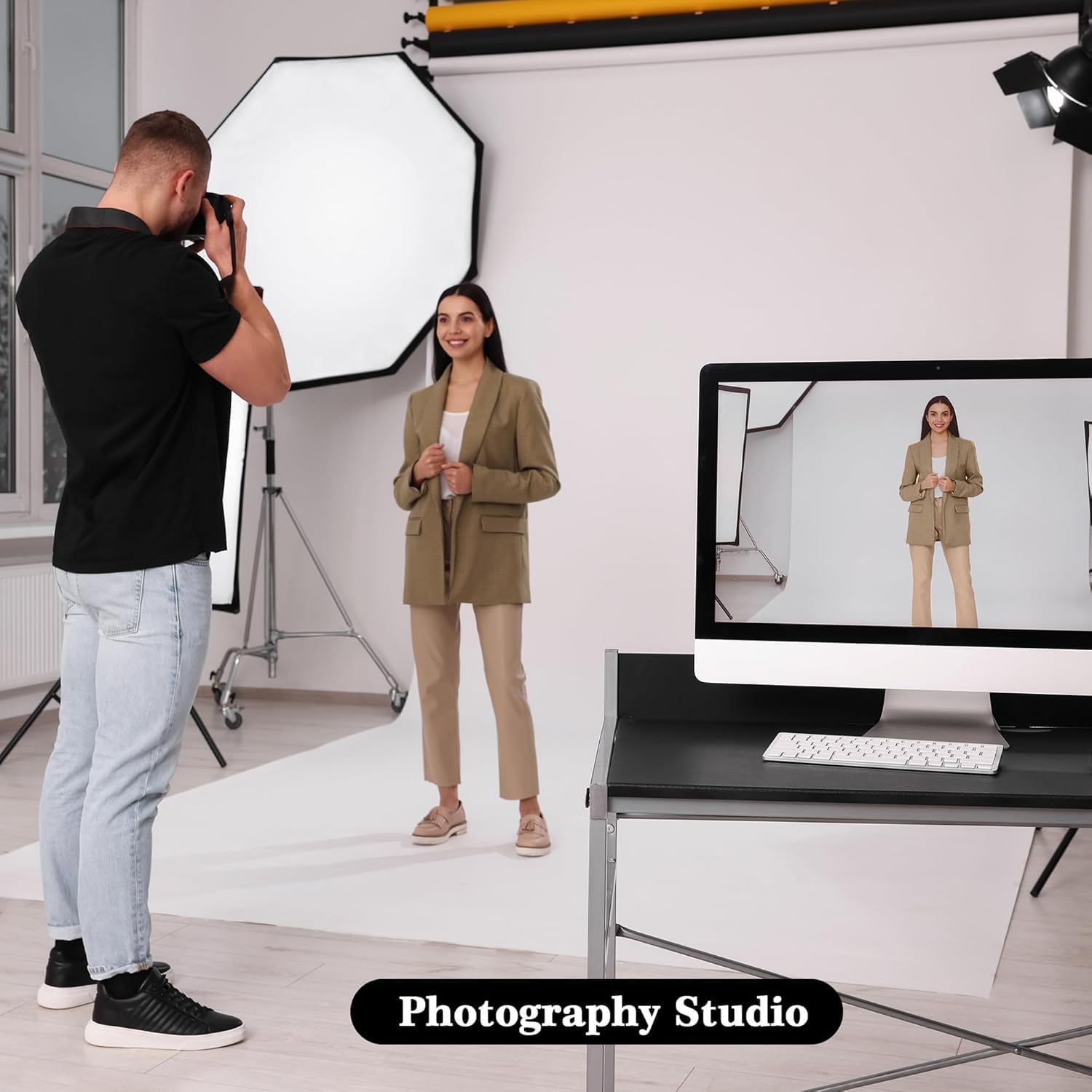 White Backdrop 8x12ft – Professional Photography Backdrop for Photoshoots, Studio & Portraits, Wrinkle-Free, Opaque, Machine Washable Polyester, Non-Fading, Reusable for Photo Background