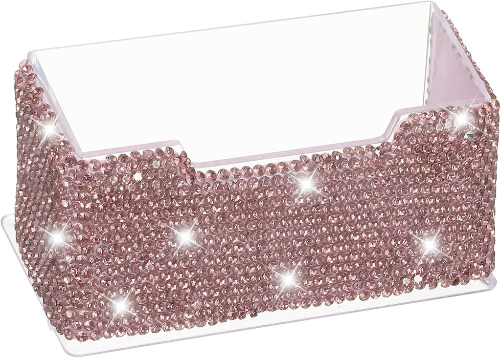 PATIKIL Rhinestone Business Card Holder, Crystal Business Card Holders Bling Business Card Organizer Display Stand for Desktop Desk Office Exhibition, Purple