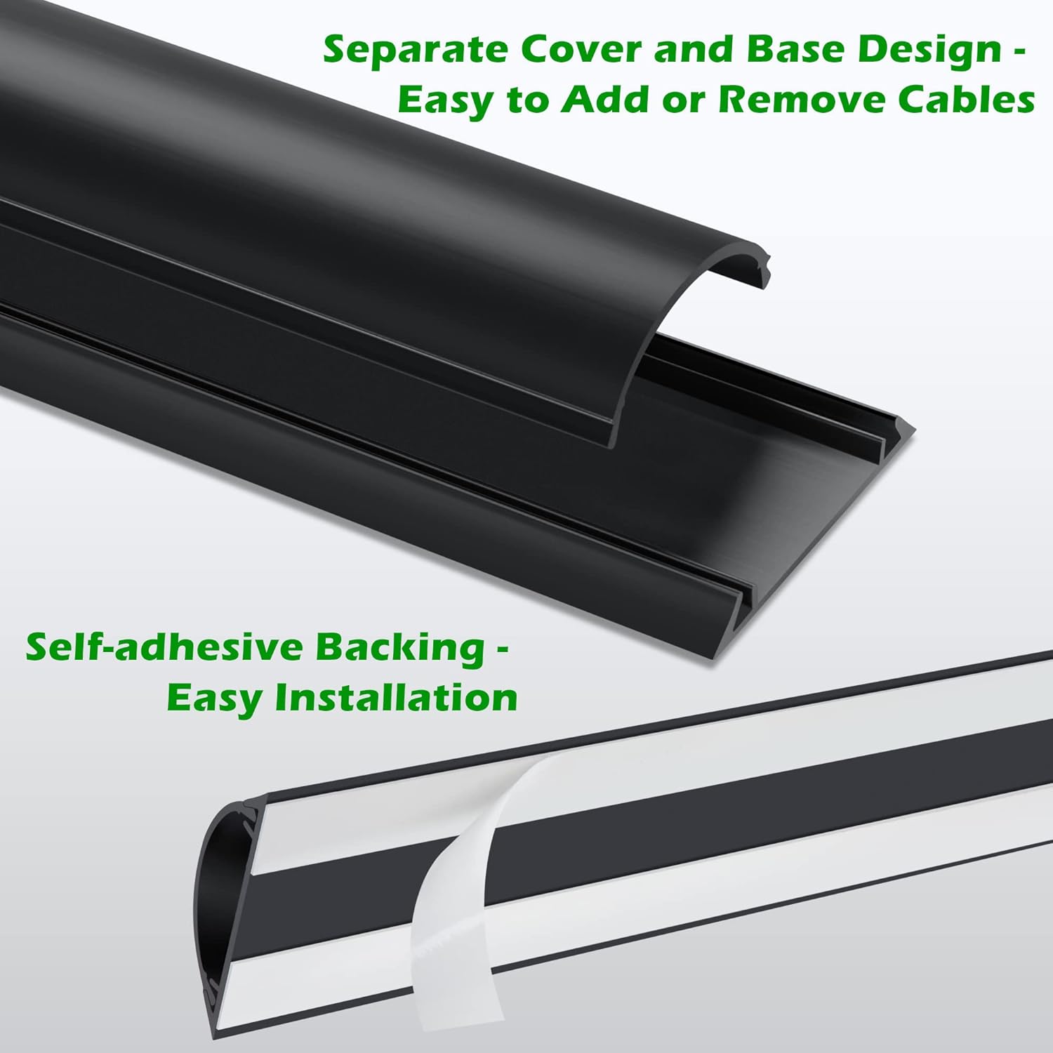 Cord Cover Floor 34in (2 x L17in), Large Capacity Floor Cable Cover, Hard PVC Cord Hider, Wire Cable Management Raceway, Black, Cord Cavity - 1.8"(W) x 0.6"(H)