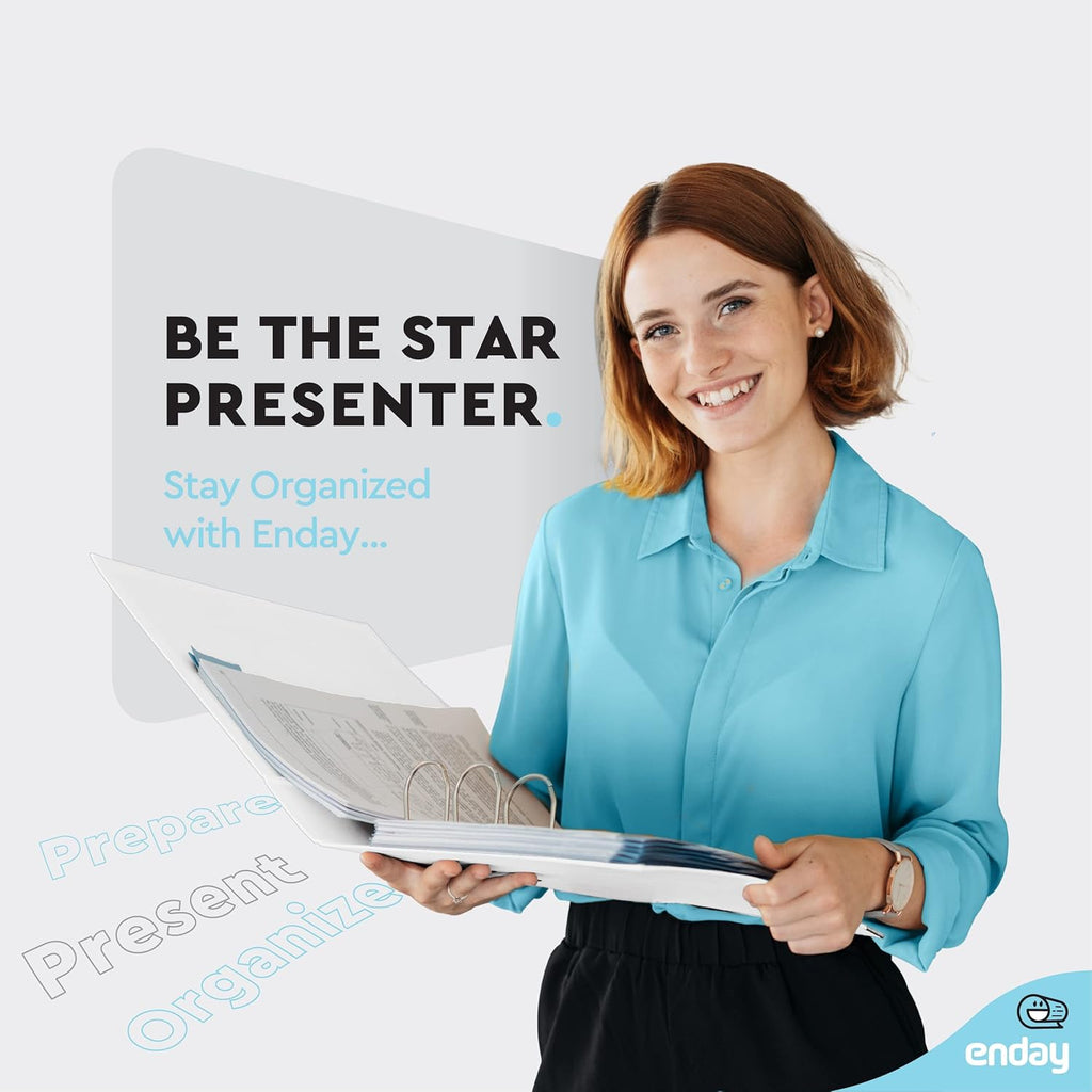 3 Inch Binder 3 Ring Binders White, Slant D-Ring 3” Clear View Cover with 2 Inside Pockets, Heavy Duty Colored School Supplies Office and Home Binders, 6 Pack – by Enday