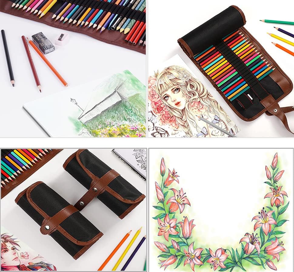 Sketching Drawing Art Pencil Kit-50 Piece Set with 24 Color Pencils for Adult Kid Coloring Books, 14 Graphite 3 Charcoal Erasers Etc., Artist Supplies Ideal for Adult, Kid,Student, Beginner