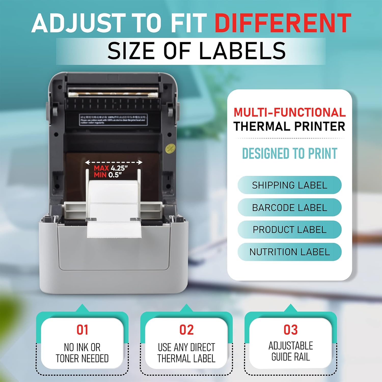 2054K-USB Upgraded 2054A Shipping Label Printer for Windows Mac Chromebook, Support Amazon Ebay Paypal Etsy Shopify ShipStation UPS USPS FedEx, fit Roll & Fanfold 4x6 Direct Thermal