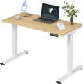 FLEXISPOT E6 Essential 3 Stages Dual Motor Electric Standing Desk 48x24 Inch Whole-Piece Board Height Adjustable Desk Electric Sit Stand Desk(White Frame + Maple Desktop, 2 Packages)
