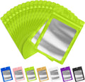 FUNFERY 100 Pack Mylar Resealable Bags Foil Packaging Bags with Clear Window,Zipper Pouch Smell Proof Bag for Food Storage,Cookies,Sample,Small Business(Green,4x6inch)