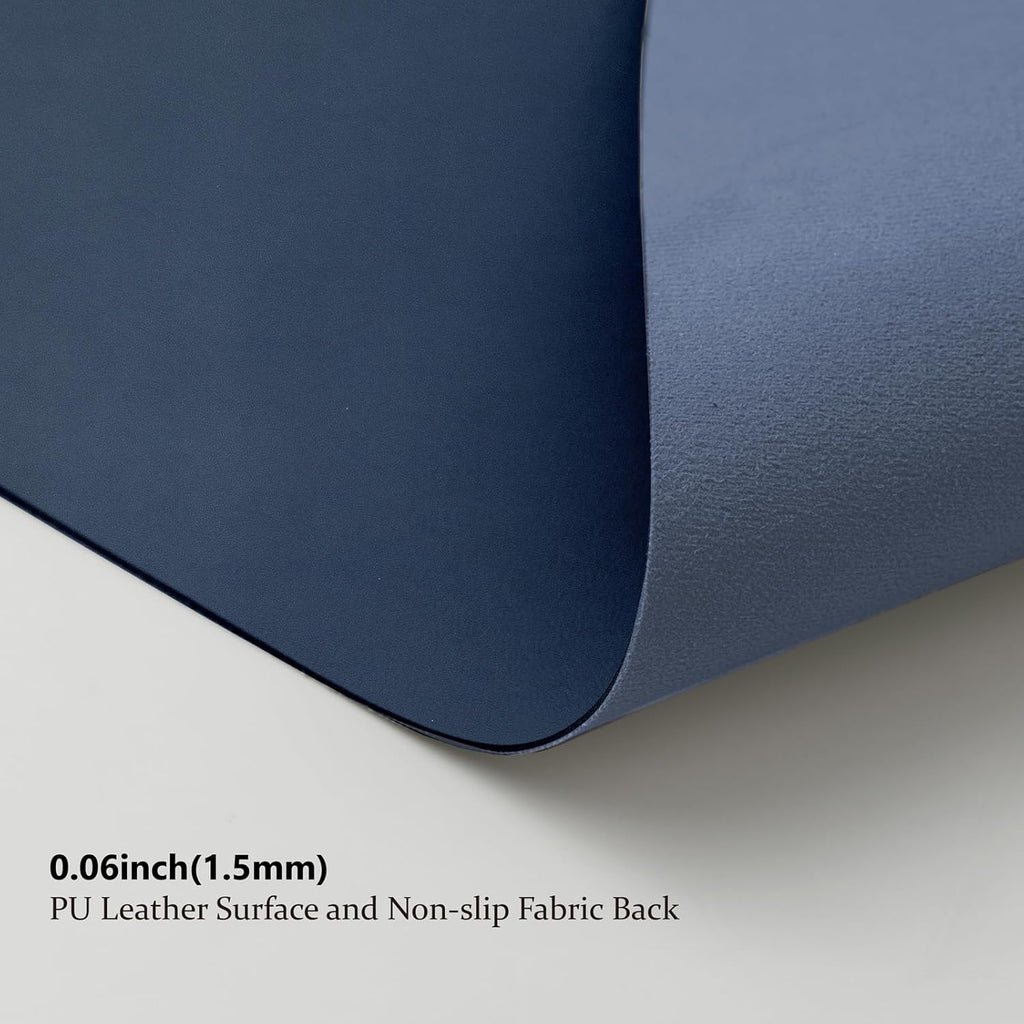 Compact Leather Desk Mat - Small Non-Slip PU Desk Pad for Office and Home - Desk Organization and Accessories - Ideal for Large Mouse Pad and Small Desk Mats on Top of Desks (Dark Blue,23.6"x 11.8")