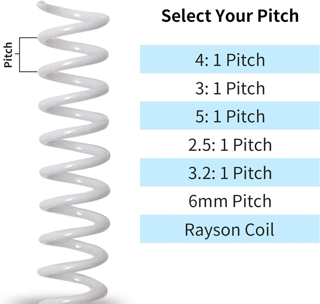 Rayson 7/16" Plastic Spiral Binding Coil, 80 Sheets Capacity, 4:1 Pitch 11.1mm White Coil Binding Spines for Business and Educational Purposes, Pack of 100