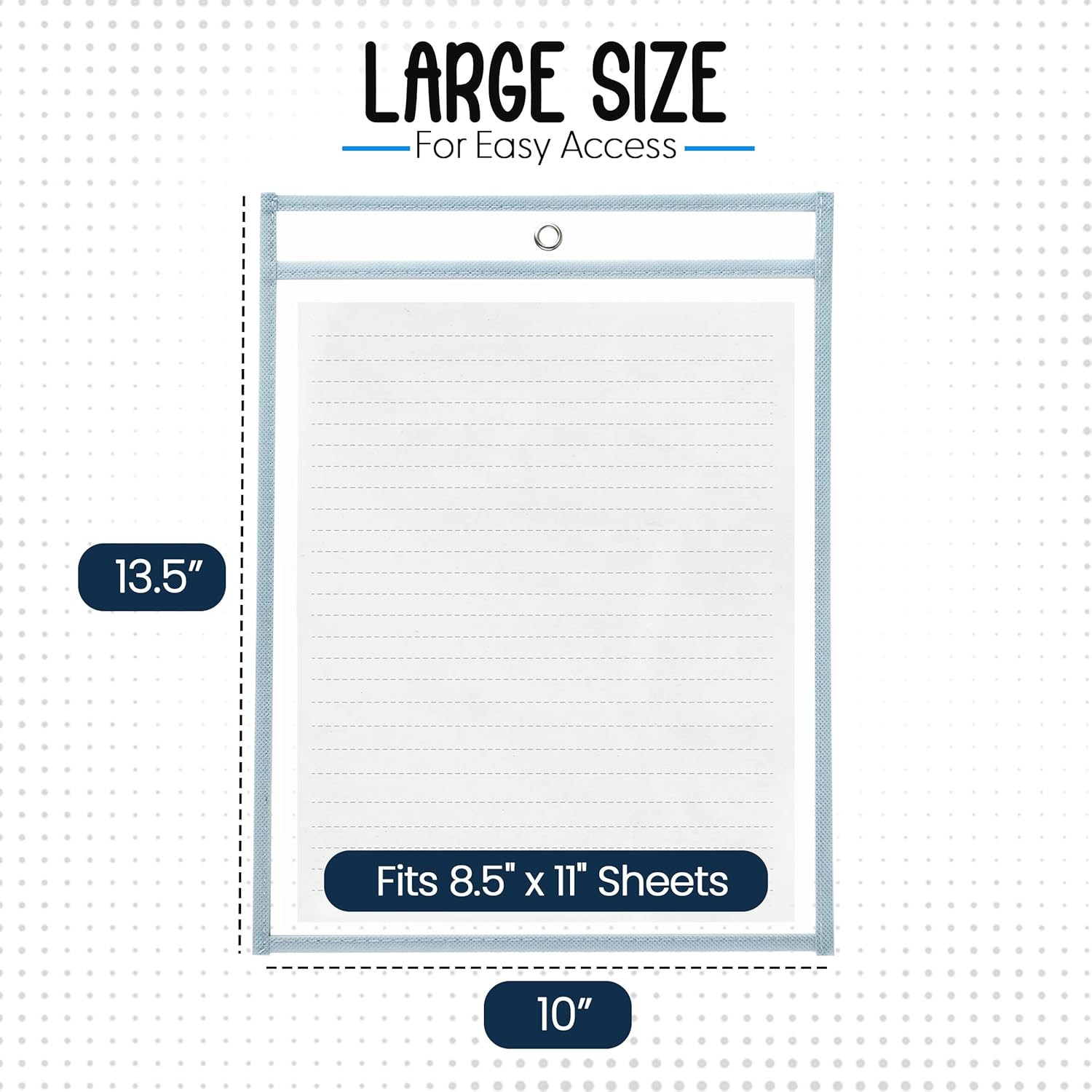 Essex Wares - 6 Pack, Light Gray, Water-Resistant Dry Erase Pocket Document Protectors, 10" Wide x 13.5" Tall - Dry Erase Clear Plastic Sleeves - Reusable & Easy Erase Plastic Invoice Holders