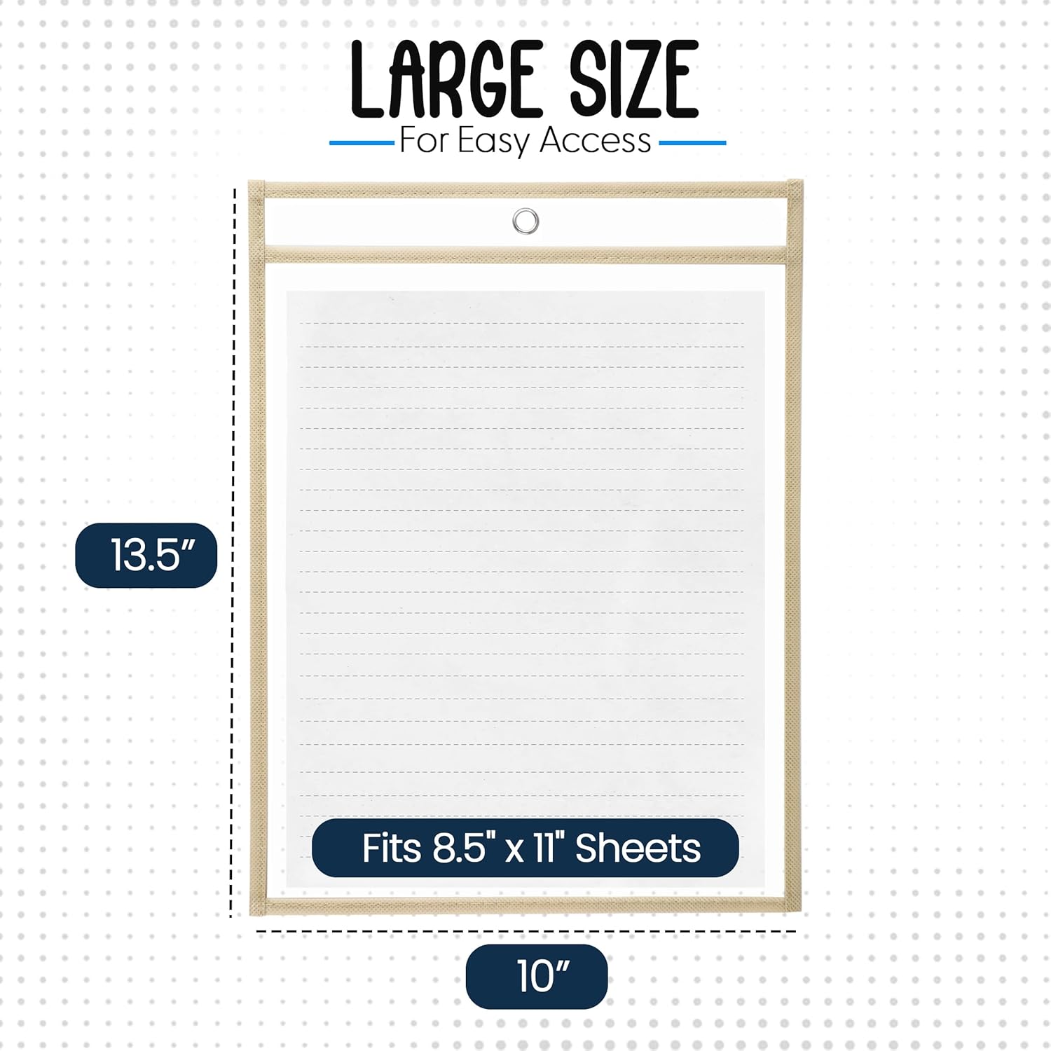 Essex Wares - 6 Pack, Cream, Durable Water-Resistant Dry Erase Pocket Document Protectors, 10" Wide x 13.5" Tall - Dry Erase Clear Plastic Sleeves - Reusable & Easy Erase Plastic Invoice Holders