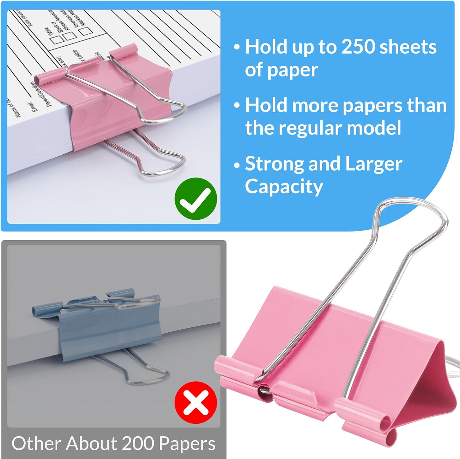2 Inch 32 Pack Extra Large Binder Clips, Assorted Colors, Colored Jumbo Paper Clips, Big Paper Clamps, Binder Clips Large Size for Home, School and Office Supplies