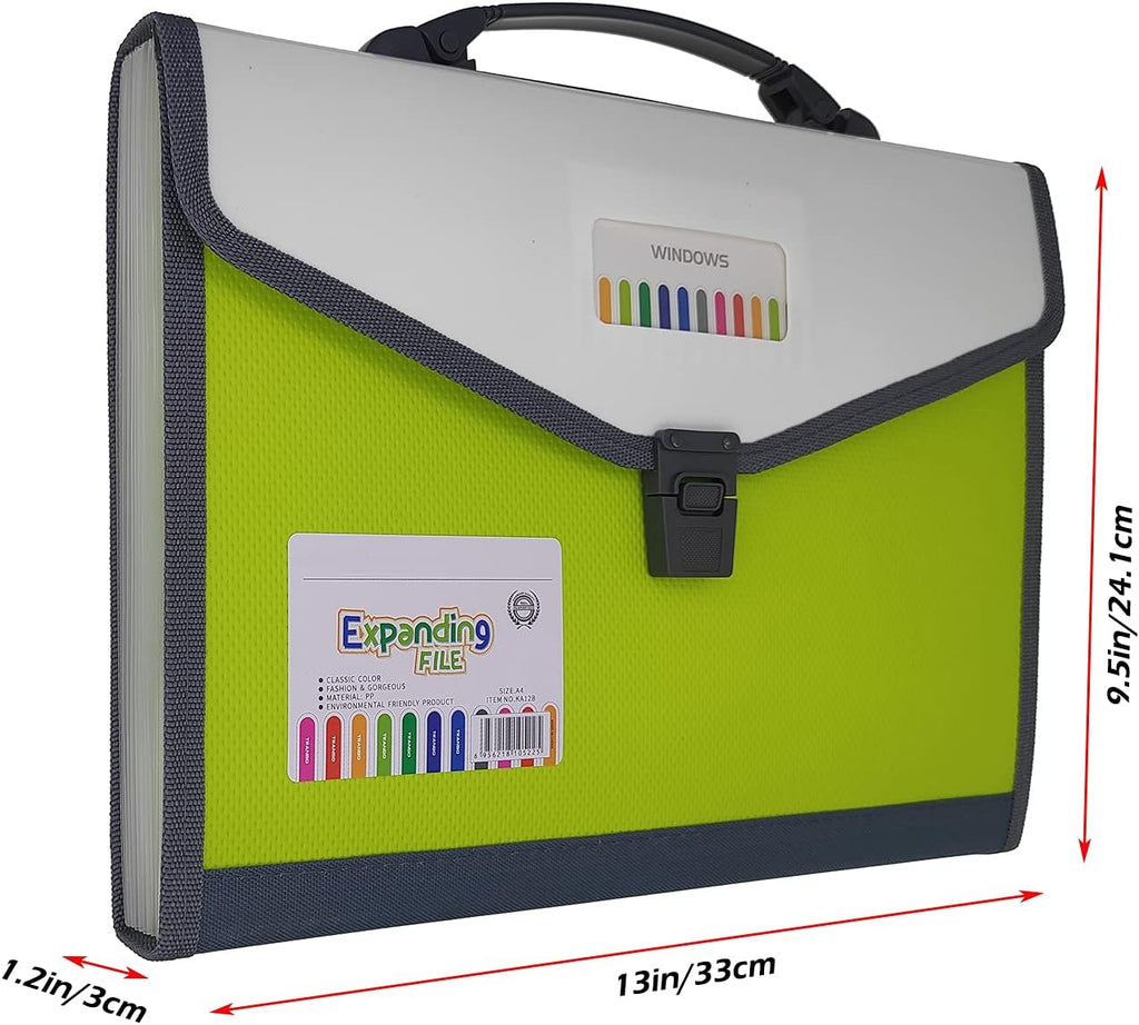 Expanding Accordion File Folder with Labels, 13 Pocket Document Organizer, Letter A4 Size, 1 Pack