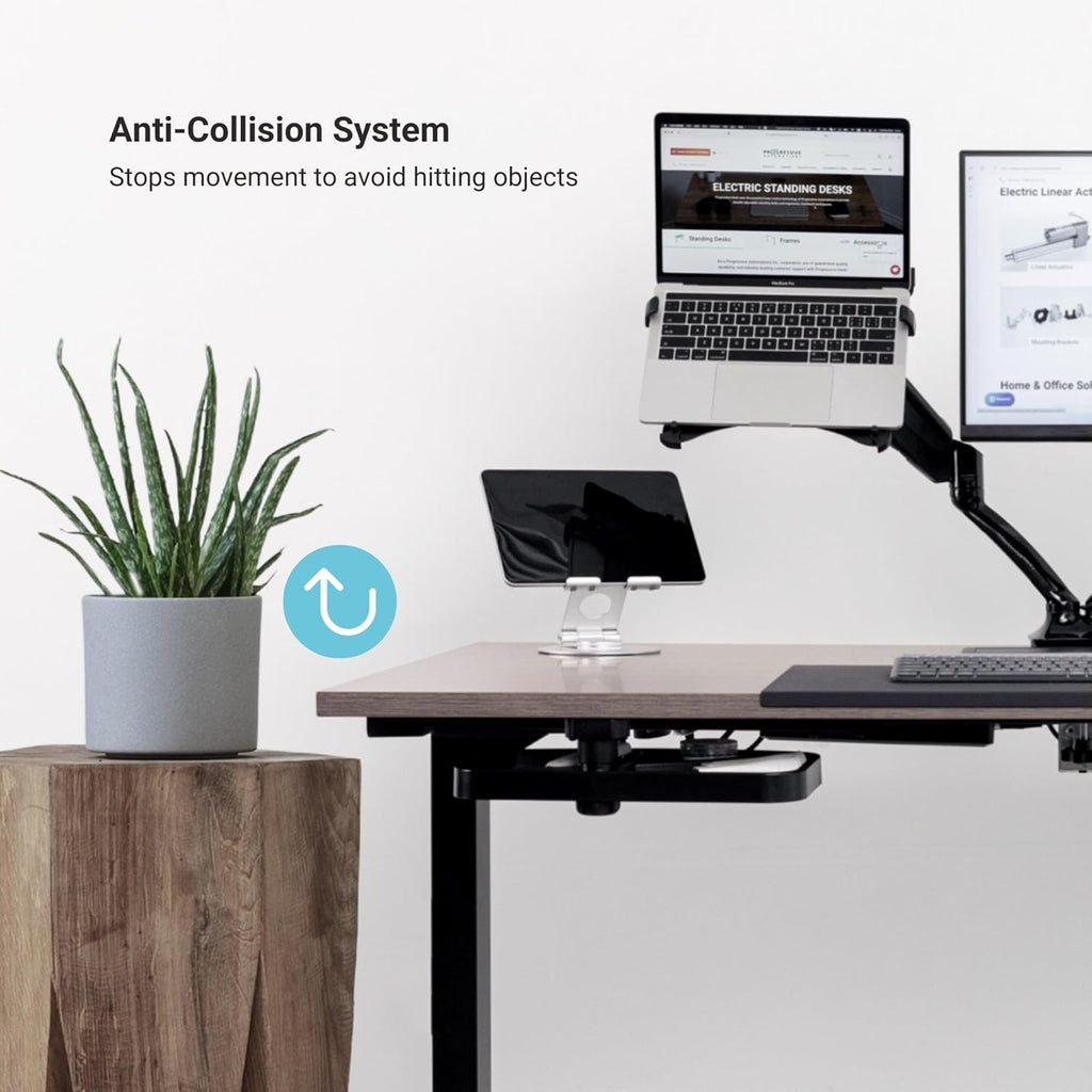 Progressive Desk Stand Up Height Adjustable Electric Standing Desk - 48" x 30" with Dual Motor, 3 Stages Sit Stand Table - Bright Beech, White Frame