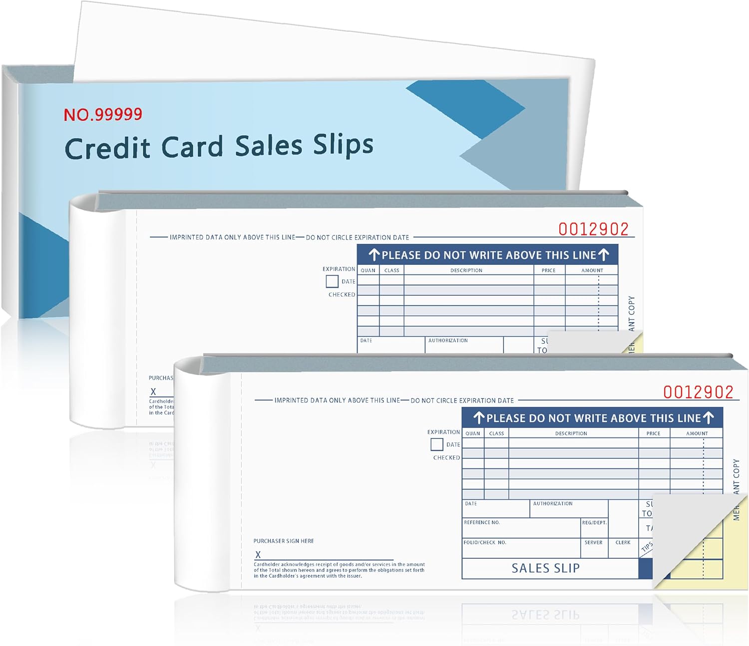 300 Sets Long Credit Card Sales Slips 7.9 * 3.3 inch Two-Part Carbonless Credit Card Receipt Book Credit Card Imprinter Sold as 1 Package for Office (300 Sets of 600 Sheet) (3)