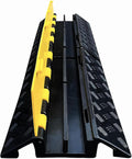 Foldable 2 Channel Rubber Cable Protector, 22000Lbs Load Capacity Wire Hose Pipe Hider Protective Ramp, Driveway Traffic Speed Bump for Asphalt Concrete Gravel Driveway Indoor Outdoor (1PACK)
